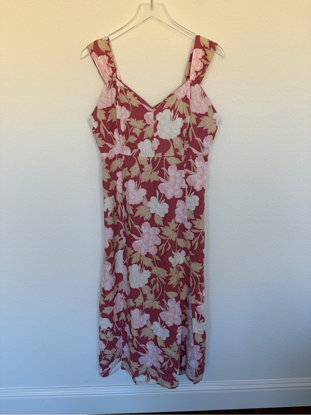 RYEGRASS Floral Midi Dress in Rose Pink and Cream | Sz L